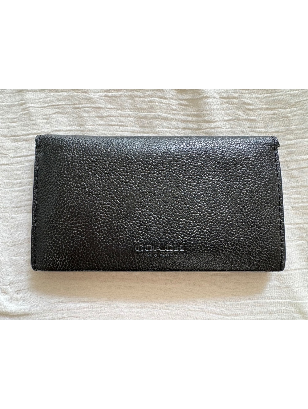 Coach Men’s Black Pebbled Leather Long Breast Pocket Wallet Card Holder